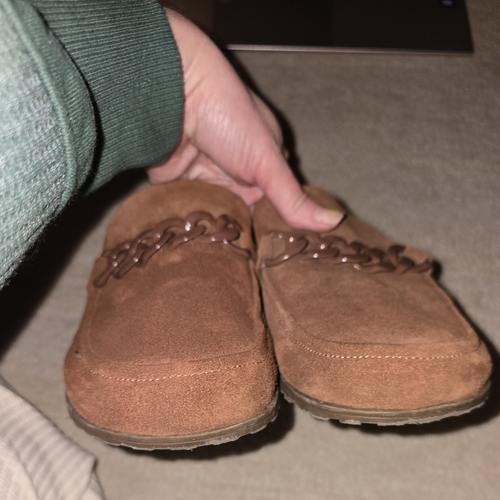 Vionic Georgie Mule Brown Tan Chesnut Suede Women's Clogs 9.5 Orthopedic Shoes - Picture 10 of 12
